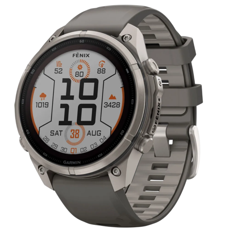 Garmin Fenix 9 Pro 47mm Sapphire Solar Titanium with Pebble Gray/Silver Gray Silicone Band (010-04338-05/06)
