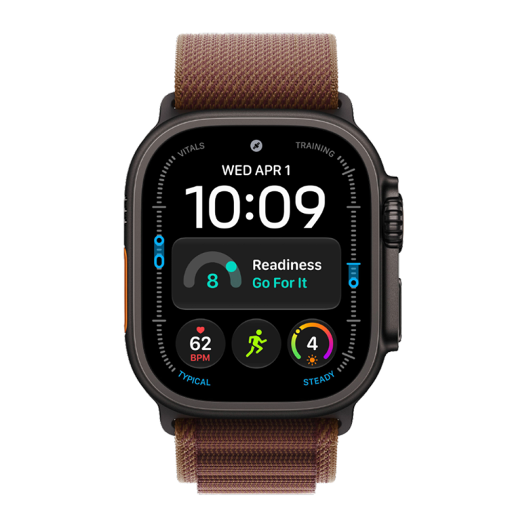 Apple Watch Ultra 4 GPS + LTE 49mm Black Titanium Case with Burgundy Alpine Loop - L