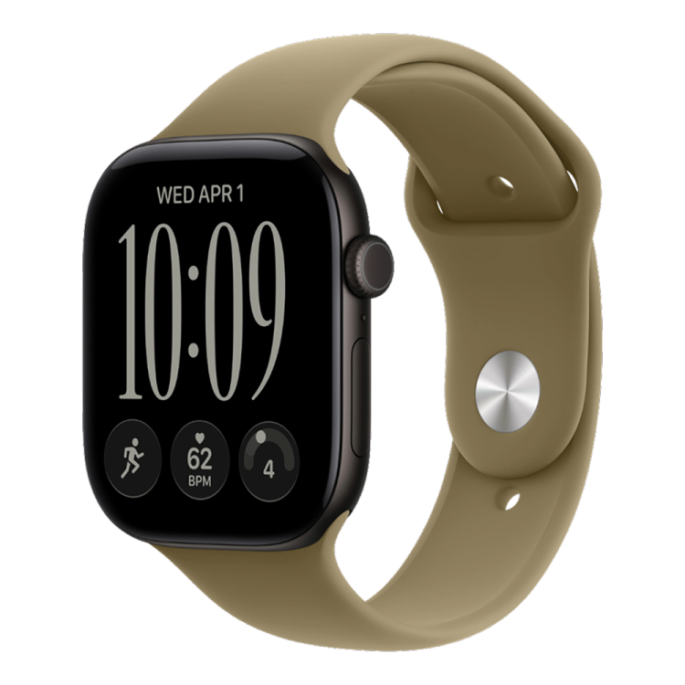 Apple Watch Series 12 GPS 42mm Black Aluminum Case with Olive Sport Band - S/M
