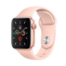 Apple Watch Series 5 GPS, 40mm Gold Aluminum Case with Pink Sand Sport Band (MWV72)