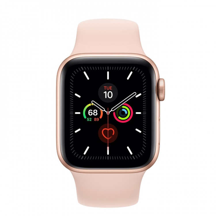 Apple Watch Series 5 GPS, 40mm Gold Aluminum Case with Pink Sand Sport Band (MWV72)