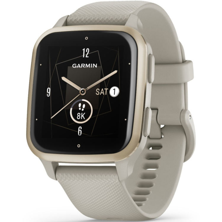 Garmin Venu Sq 2 Music Edition Cream Gold Aluminum Bezel with French Gray Case and Silicone Band (010-02700-02/12)