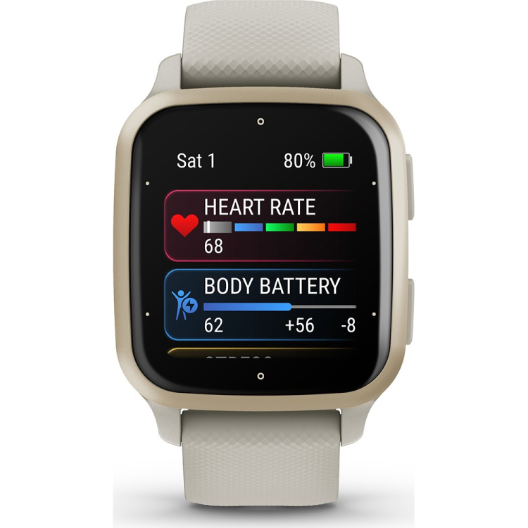 Garmin Venu Sq 2 Music Edition Cream Gold Aluminum Bezel with French Gray Case and Silicone Band (010-02700-02/12)