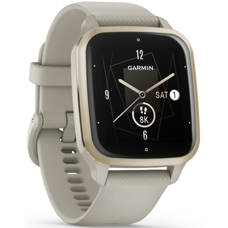 Garmin Venu Sq 2 Music Edition Cream Gold Aluminum Bezel with French Gray Case and Silicone Band (010-02700-02/12)