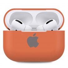 Чехол Silicone Case для AirPods Pro with Apple Logo (Nectarine)