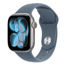 Apple Watch Series 11 GPS, 46mm Silver Aluminum Case with Anchor Blue Sport Band - S/M