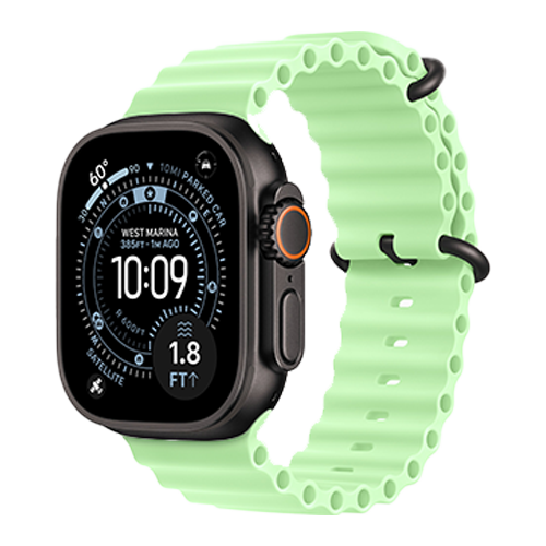 Apple Watch Ultra 3 GPS + Cellular, 49mm Black Titanium Case with Neon Green Ocean Band