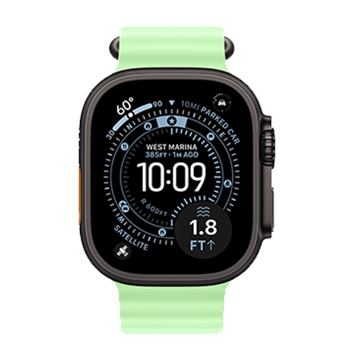 Apple Watch Ultra 3 GPS + Cellular, 49mm Black Titanium Case with Neon Green Ocean Band