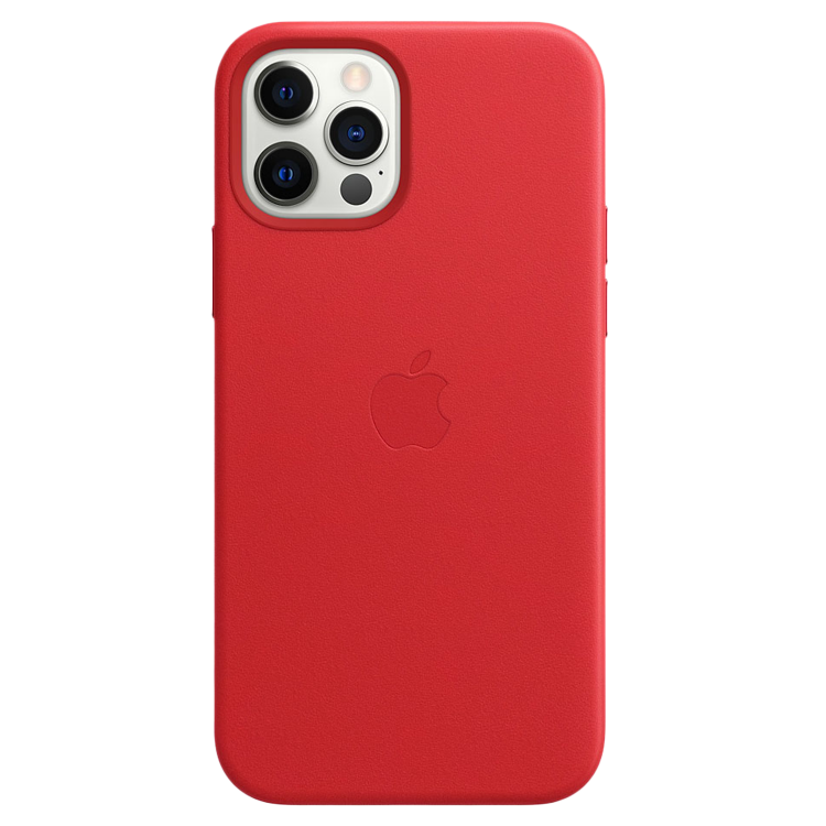 Чехол Apple Leather Case для iPhone 12/12 Pro with MagSafe (Red)