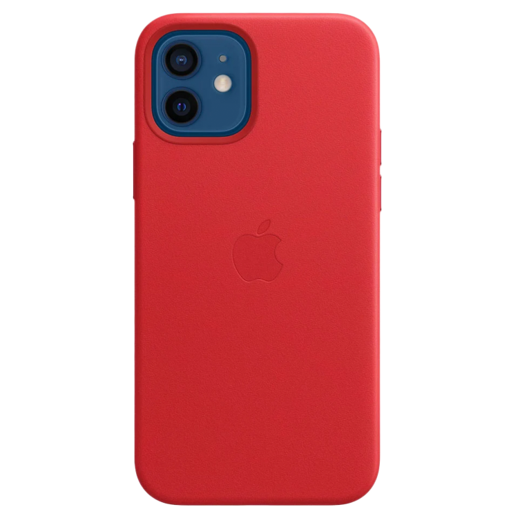 Чехол Apple Leather Case для iPhone 12/12 Pro with MagSafe (Red)