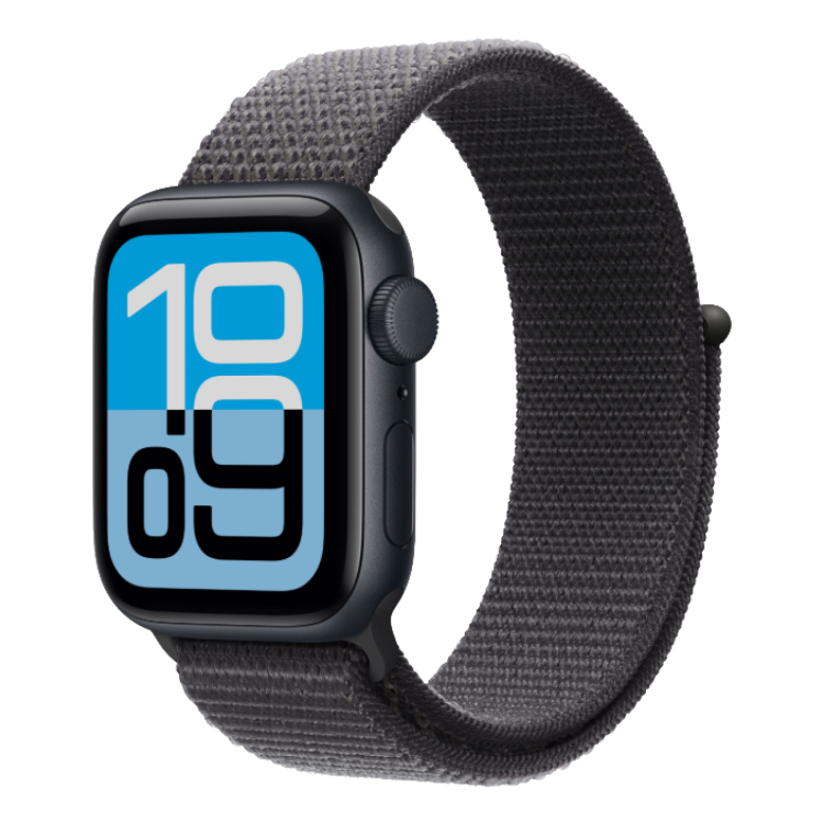 Apple Watch SE 3 GPS, 40mm Midnight Aluminum Case with Dark Gray Sport Loop
