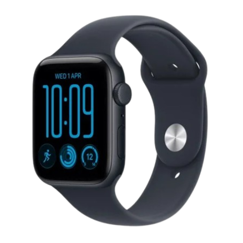 Apple Watch SE 3 44mm Midnight Aluminum Case with Navy Blue Sport Band - S/M (MJL74) 2026