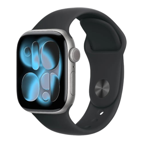 Apple Watch Series 11 GPS, 46mm Space Gray Aluminum Case with Black Sport Band - S/M (MEV04) бу