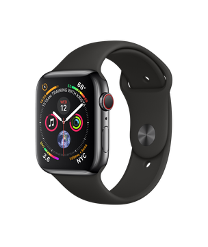 Apple Watch Series 4 GPS + Cellular 44mm Space Black Stainless Steel Case with Black Sport Band (MTV52)