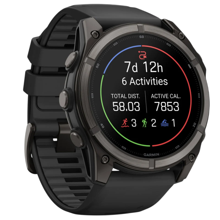 Garmin Fenix 9 51mm AMOLED Sapphire Carbon Gray DLC Titanium with Black Silicone Band (010-04763-10/11)