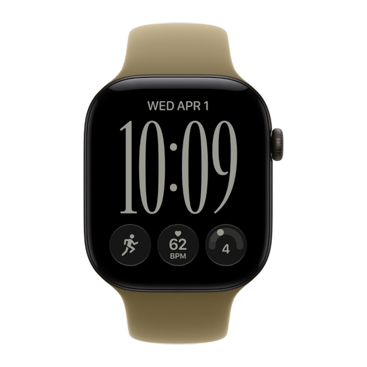 Apple Watch Series 12 GPS 42mm Black Aluminum Case with Olive Sport Band - M/L