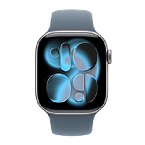 Apple Watch Series 11 GPS, 46mm Silver Aluminum Case with Anchor Blue Sport Band - M/L