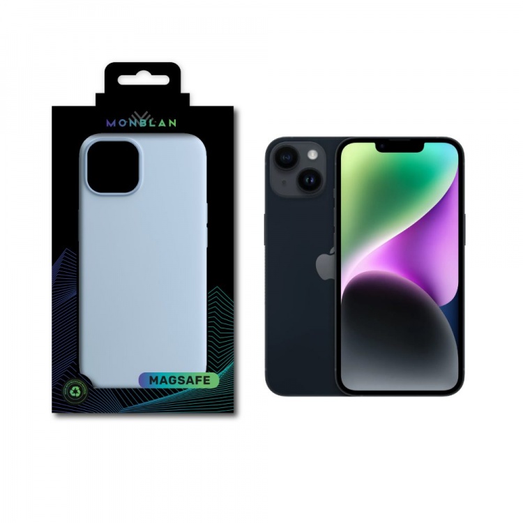Чехол Monblan для iPhone 14 Magnetic Silicone [MagSafe] Series (Sky)