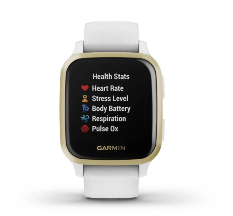 Garmin Venu Sq Light Gold Aluminum Bezel with White Case and Silicone Band (010-02427-11/01)