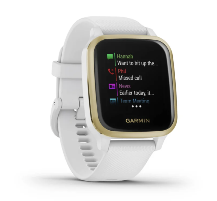 Garmin Venu Sq Light Gold Aluminum Bezel with White Case and Silicone Band (010-02427-11/01)