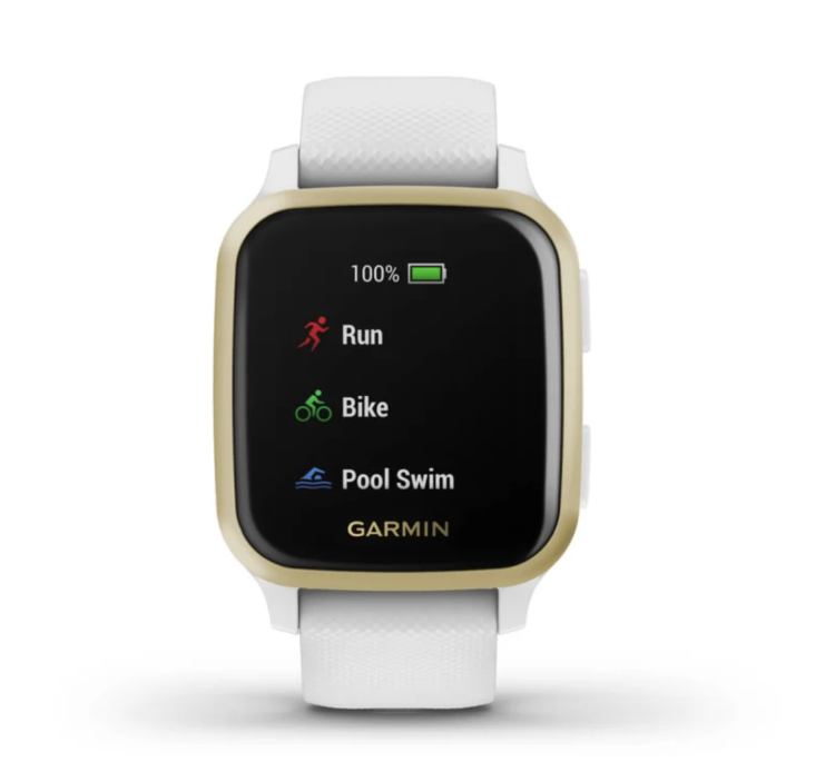 Garmin Venu Sq Light Gold Aluminum Bezel with White Case and Silicone Band (010-02427-11/01)