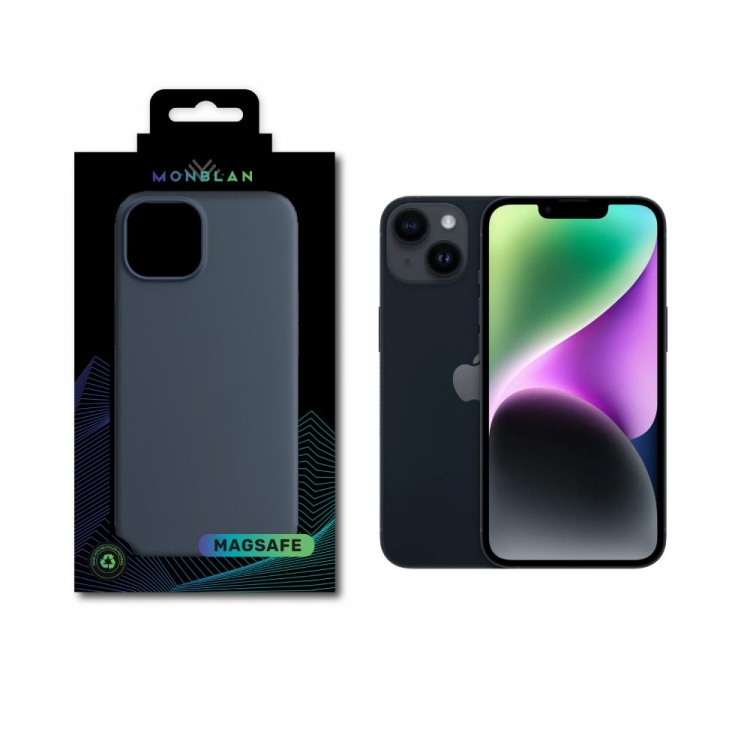 Чехол Monblan для iPhone 14 Magnetic Silicone [MagSafe] Series (Storm Blue)