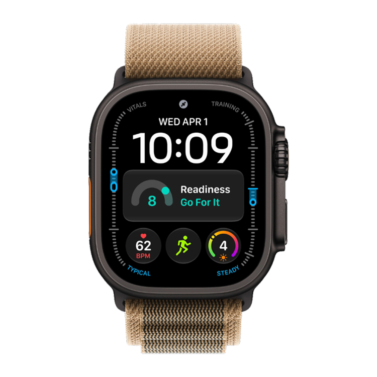 Apple Watch Ultra 4 GPS + LTE 49mm Black Titanium Case with Desert Alpine Loop - Large