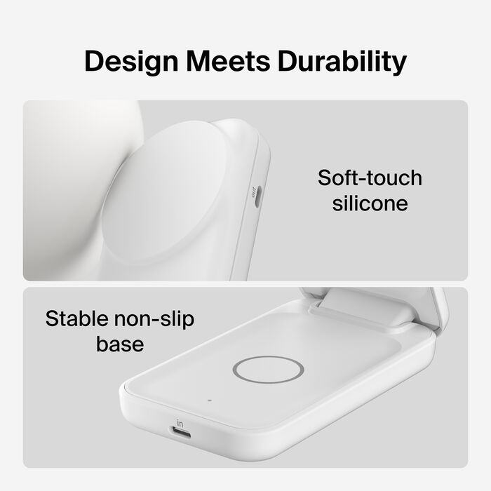 Безпровідна зарядка Belkin 2в1 UltraCharge Foldable Magnetic Charging 25Вт White (WIZ039kqWH)