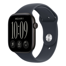Apple Watch Series 12 GPS 46mm Black Aluminum Case with Navy Blue Sport Band - M/L
