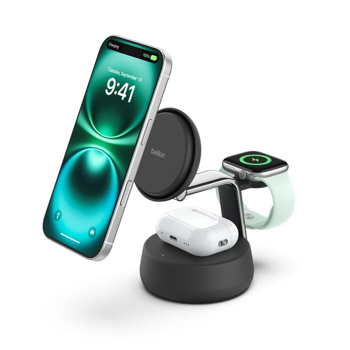 Безпровідна зарядка Belkin 3в1 UltraCharge Pro Magnetic Charging 25Вт Dock Charcoal (WIZ040kqCH)