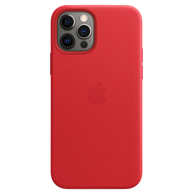 Чехол Apple Leather Case для iPhone 12 Pro Max with MagSafe (Red)
