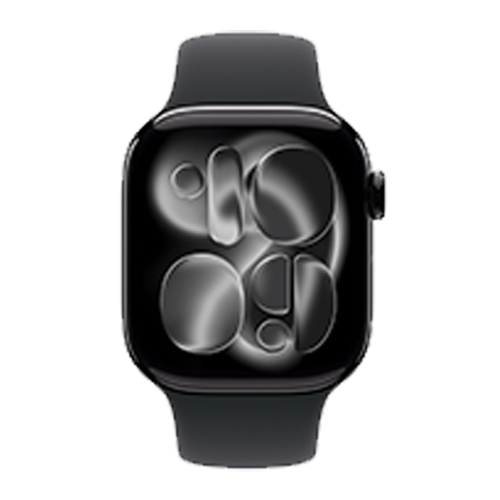 Apple Watch Series 11 GPS, 46mm Jet Black Aluminum Case with Black Sport Band - S/M (MEUW4) бу