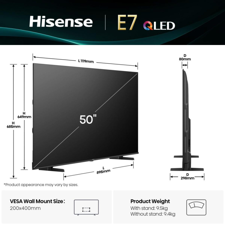 Телевізор 50 Hisense 50E7Q (UA)