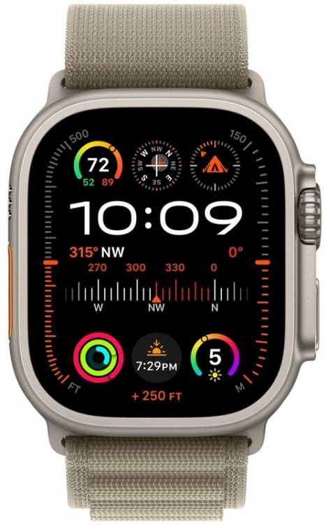 Apple Watch Ultra 2 49mm Titanium Case with Olive Alpine Loop (Medium) (MREY3) бу