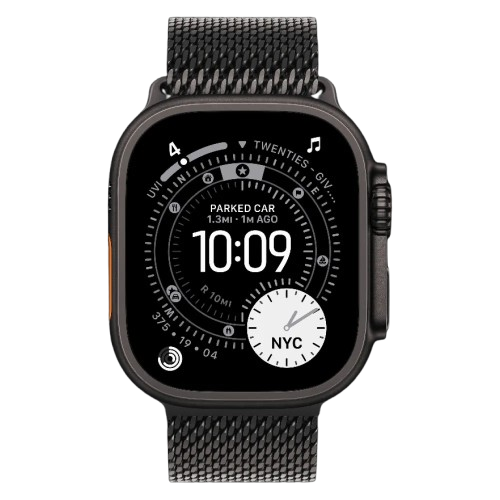 Apple Watch Ultra 3 GPS + Cellular, 49mm Black Titanium Case with Black Titanium Milanese Loop - Medium (MF1Q4)