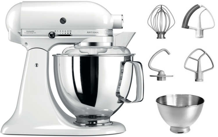 Планетарный миксер KitchenAid Artisan 4,8 л 5KSM175PSEWH White (UA)