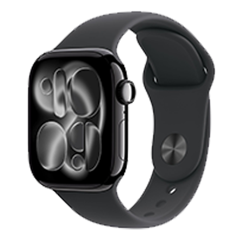 Apple Watch Series 11 GPS, 46mm Jet Black Aluminum Case with Black Sport Band - M/L (MEUX4) бу