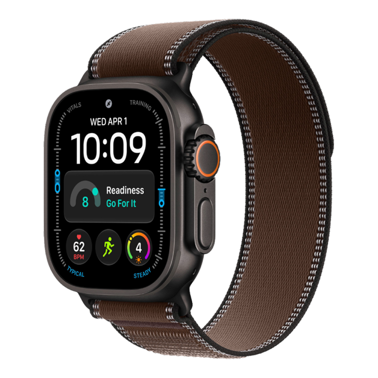 Apple Watch Ultra 4 GPS + LTE, 49mm Black Titanium Case with Dark Umber Trail Loop - M/L