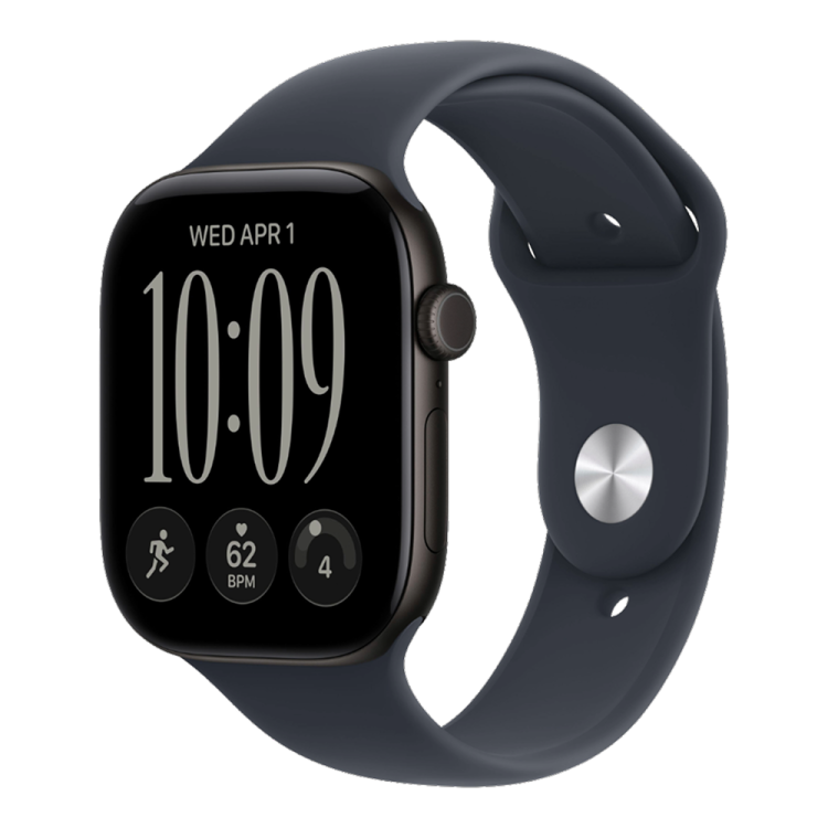 Apple Watch Series 12 GPS 42mm Black Aluminum Case with Navy Blue Sport Band - M/L