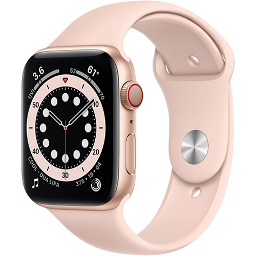 Apple Watch Series 6 GPS + Cellular 44mm Gold Aluminum Case with Pink Sand Sport Band (M07G3)