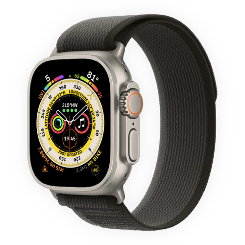 Apple Watch Ultra 49mm Titanium Case with Black Gray Trail Loop M L MQFX3 Open Box Apple Room