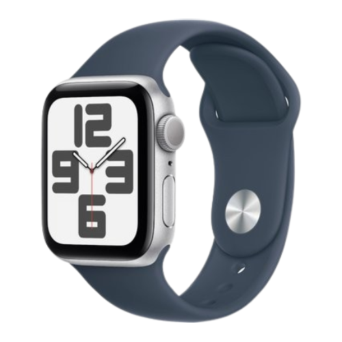 Apple Watch SE 2 2023 40mm GPS Silver Aluminum Case with Storm Blue Sport Band - S/M (MRE13)