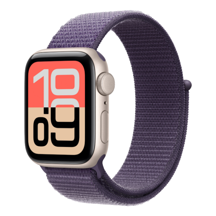 Apple Watch SE 3 GPS, 40mm Starlight Aluminum Case with Purple Fog Sport Loop