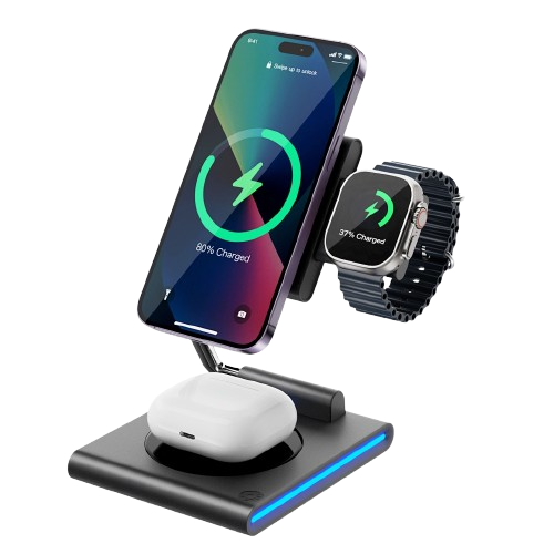 Безпровідна зарядка WiWU Wi-W023 3in1 Wireless Charger (6976195096897)
