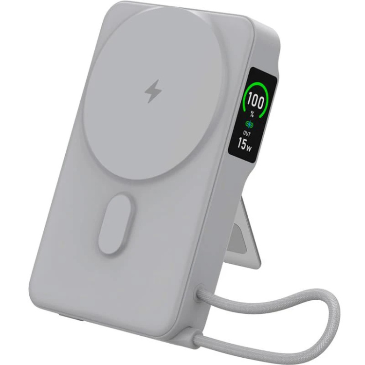 Зарядний пристрій Power Bank Gelius Fluxen GP-PBW120 Magnetic Wireless Charge Qi2 15W 10000mAh (Grey) (00000101699)