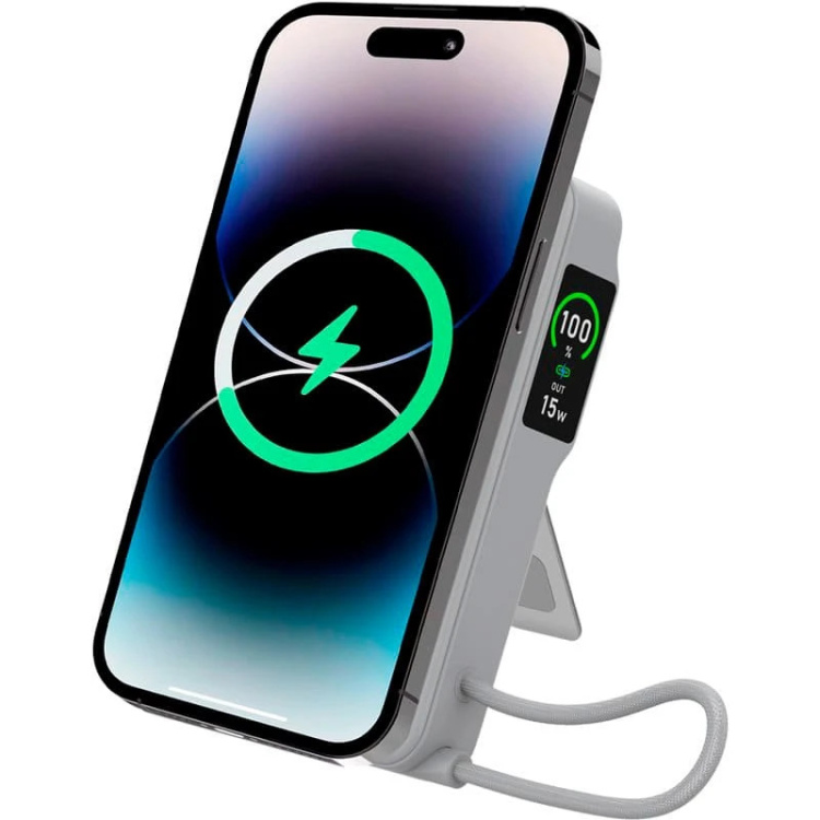 Зарядний пристрій Power Bank Gelius Fluxen GP-PBW120 Magnetic Wireless Charge Qi2 15W 10000mAh (Grey) (00000101699)