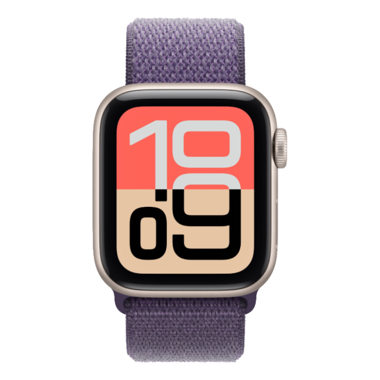 Apple Watch SE 3 GPS, 44mm Starlight Aluminum Case with Purple Fog Sport Loop