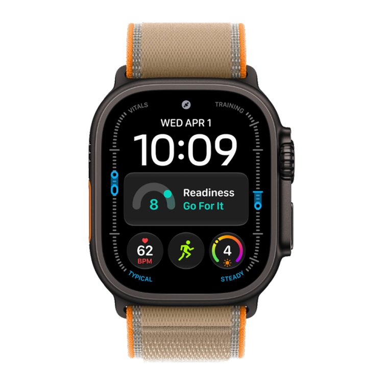 Apple Watch Ultra 4 GPS + LTE, 49mm Black Titanium Case with Sand Trail Loop - S/M 