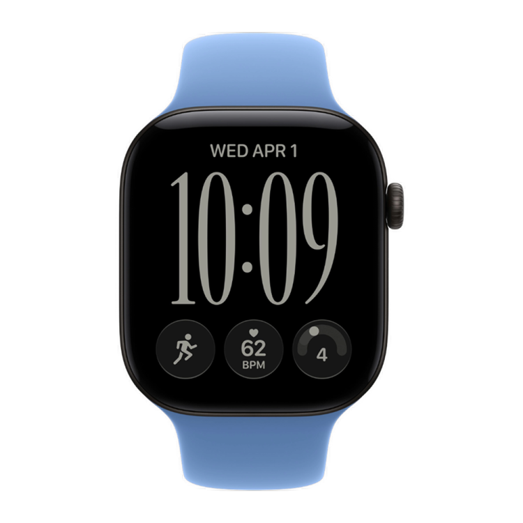 Apple Watch Series 12 GPS 46mm Black Aluminum Case with Wildflower Blue Sport Band - S/M