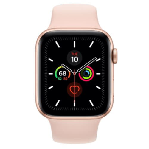 Apple Watch Series 5 GPS, 44mm Gold Aluminum Case with Pink Sand Sport Band (MWVE2) Apple Watch Series 5 GPS, 44mm Gold Aluminum Case with Pink Sand Sport Band (MWVE2)